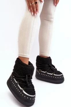 Damskie Ocieplane Śniegowce Czarne Rohes