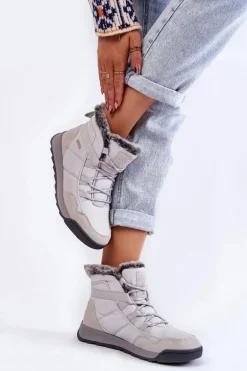 Damskie Ocieplane Śniegowce Cross Jeans KK2R4015C Szare