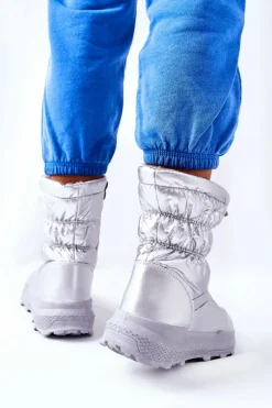 Damskie Ocieplane Śniegowce Na Suwak Srebrne Starbone