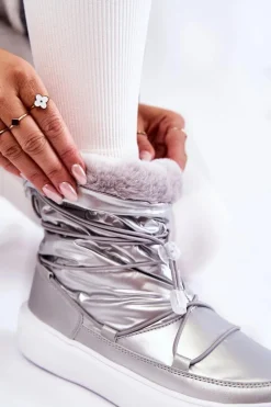 Damskie Ocieplane Śniegowce Big Star KK274195 Srebrne