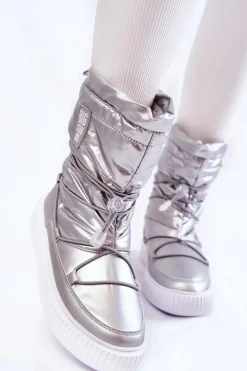 Damskie Ocieplane Śniegowce Big Star KK274195 Srebrne