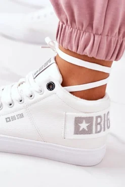 Damskie Ocieplane Sportowe Buty Big Star EE274352 Białe