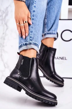 Damskie Ocieplane Sztyblety Botki Czarne Traveler