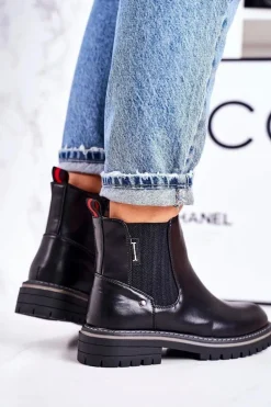 Damskie Ocieplane Sztyblety Botki Czarne Traveler