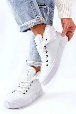 Damskie Ocieplane Trampki BIG STAR II274156 Białe