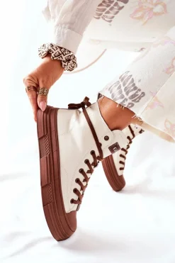 Damskie Ocieplane Trampki GOE Wysokie II2N4034 Białe