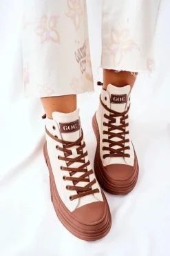 Damskie Ocieplane Trampki GOE Wysokie II2N4034 Białe