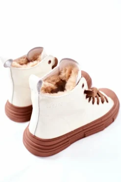 Damskie Ocieplane Trampki GOE Wysokie II2N4034 Białe