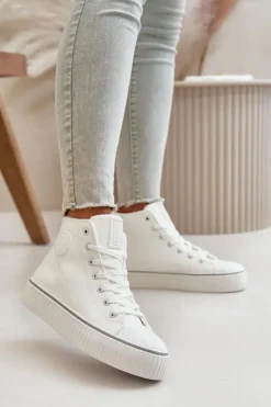 Damskie Ocieplane Trampki Z Eko Skóry Big Star OO274788 Białe