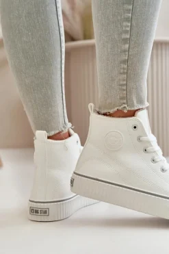 Damskie Ocieplane Trampki Z Eko Skóry Big Star OO274788 Białe