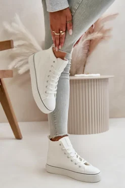 Damskie Ocieplane Trampki Z Eko Skóry Big Star OO274788 Białe