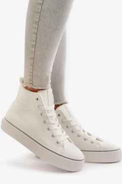 Damskie Ocieplane Trampki Z Eko Skóry Big Star OO274788 Białe