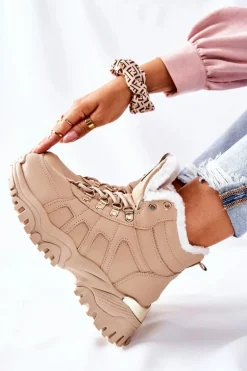 Damskie Ocieplane Trapery Beżowe Hareshaw