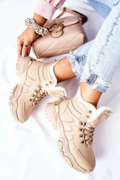 Damskie Ocieplane Trapery Beżowe Hareshaw