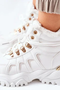 Damskie Ocieplane Trapery Białe Hareshaw