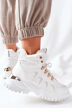 Damskie Ocieplane Trapery Białe Hareshaw