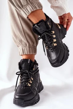 Damskie Ocieplane Trapery Czarne Hareshaw