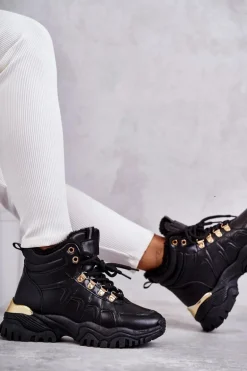 Damskie Ocieplane Trapery Czarne Hareshaw