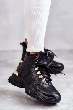 Damskie Ocieplane Trapery Czarne Hareshaw