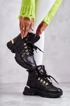 Damskie Ocieplane Trapery Czarne Hareshaw