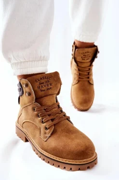 Damskie Ocieplane Trapery Na Suwak Camel Lenox