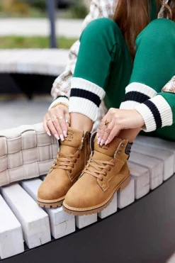 Damskie Ocieplane Trapery Na Suwak Camel Lenox