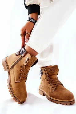 Damskie Ocieplane Trapery Na Suwak Camel Lenox