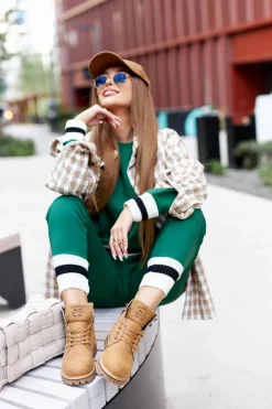 Damskie Ocieplane Trapery Na Suwak Camel Lenox