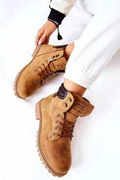 Damskie Ocieplane Trapery Na Suwak Camel Lenox