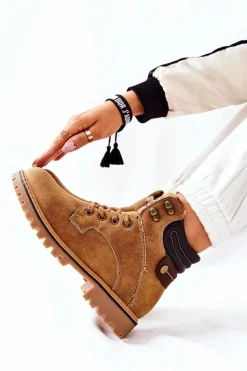 Damskie Ocieplane Trapery Na Suwak Camel Lenox