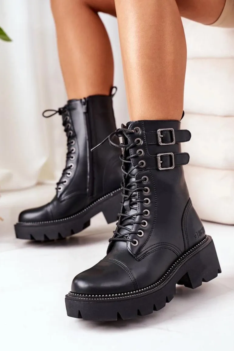 Damskie Ocieplane Workery Big Star II274113 Czarne