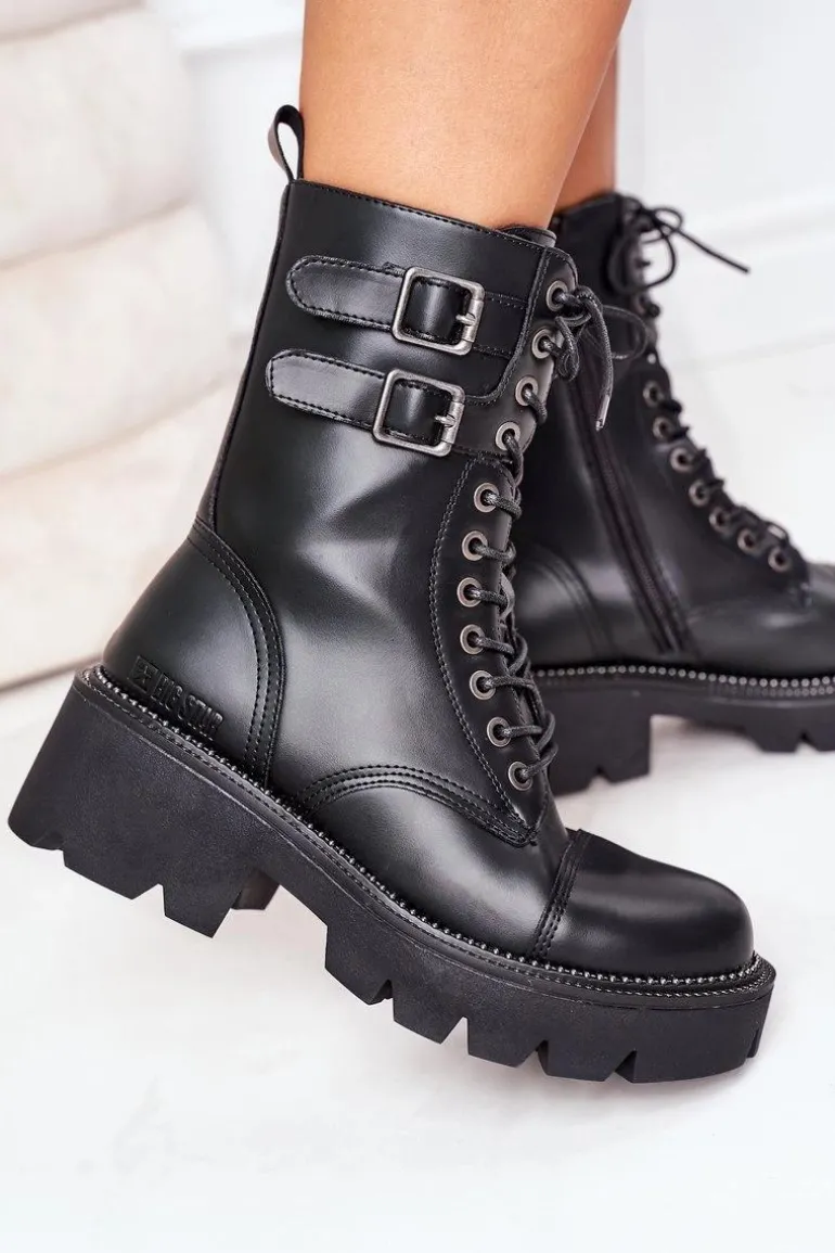 Damskie Ocieplane Workery Big Star II274113 Czarne