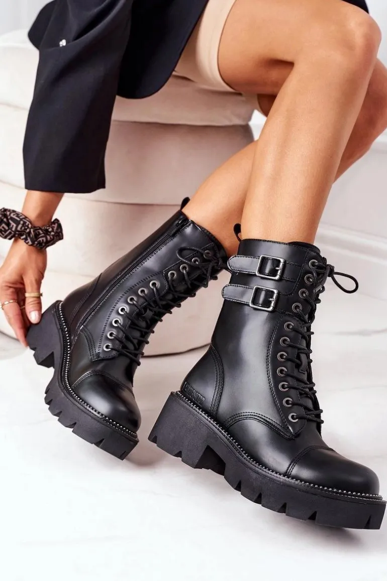 Damskie Ocieplane Workery Big Star II274113 Czarne