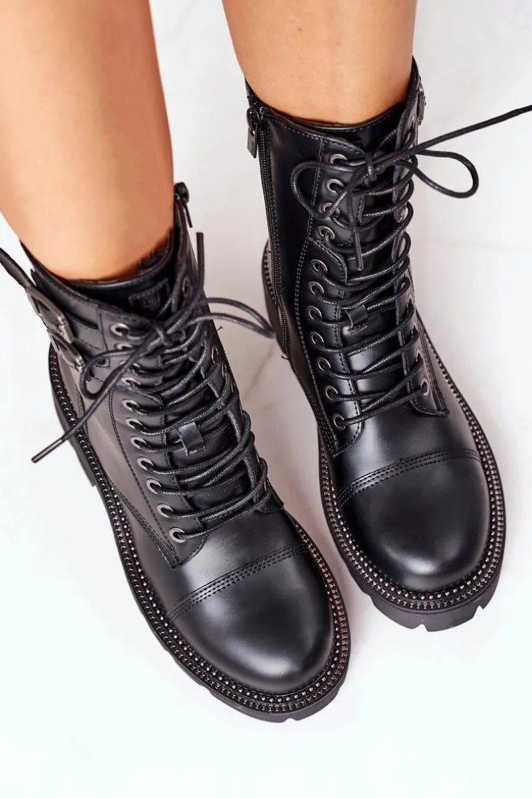 Damskie Ocieplane Workery Big Star II274113 Czarne