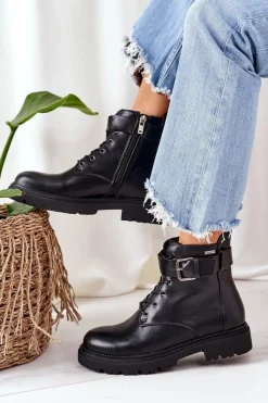 Damskie Ocieplane Workery Cross Jeans EE2R4086C Czarne