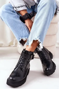 Damskie Ocieplane Workery Cross Jeans EE2R4086C Czarne