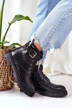 Damskie Ocieplane Workery Cross Jeans EE2R4086C Czarne