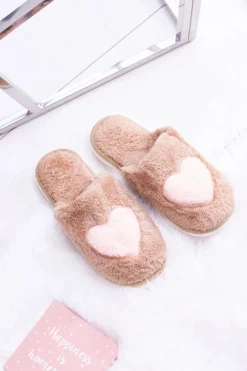 Damskie Papcie Ciepłe Beżowe Kapcie