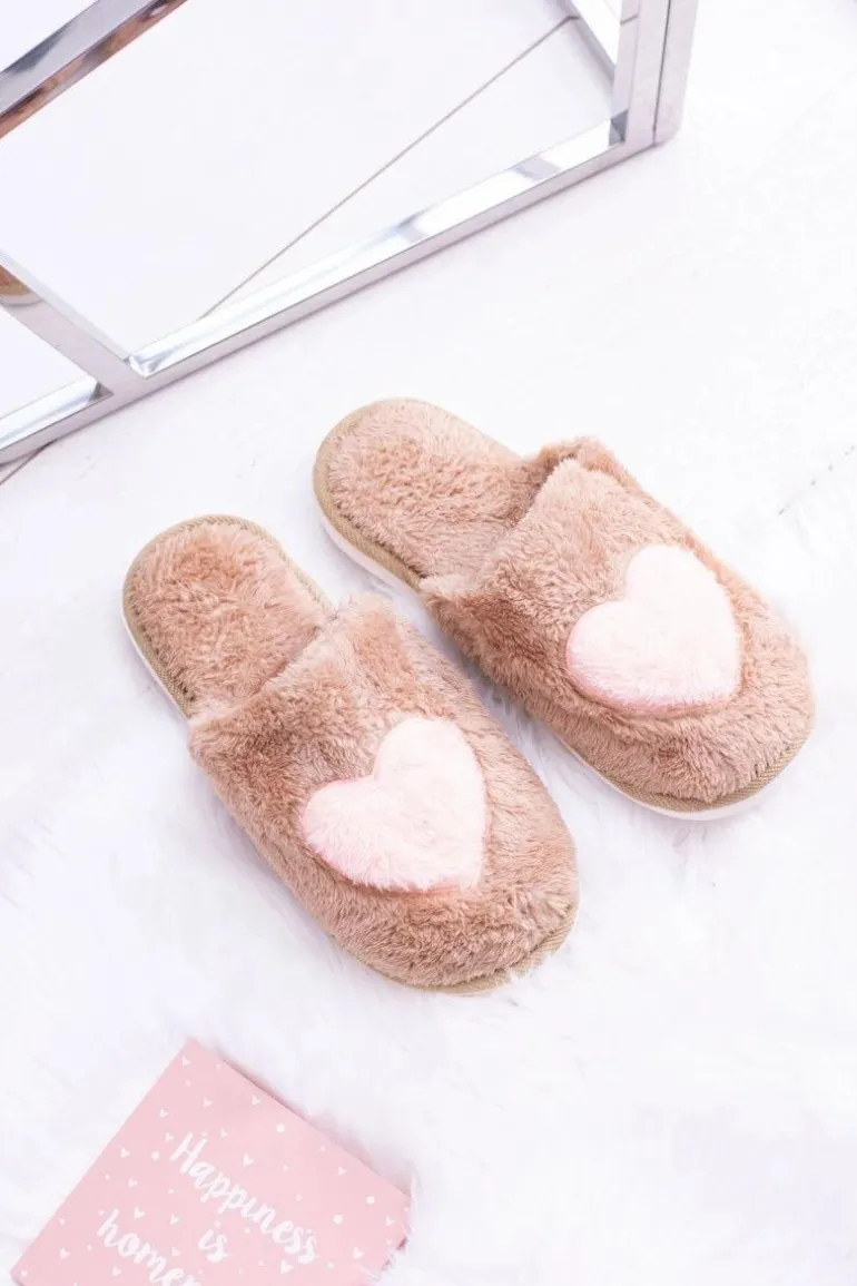 Damskie Papcie Ciepłe Beżowe Kapcie