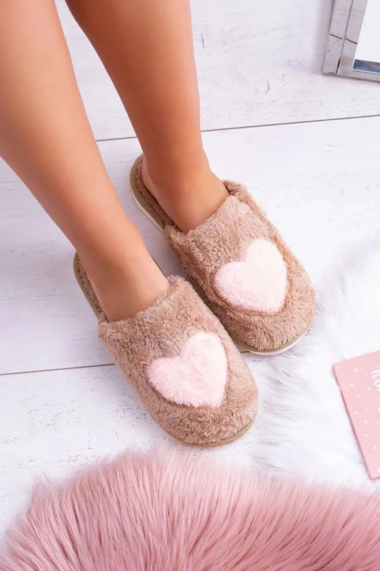 Damskie Papcie Ciepłe Beżowe Kapcie