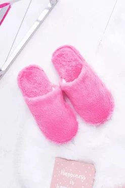 Damskie Papcie Futerkowe Ciemno Różowe Mimia