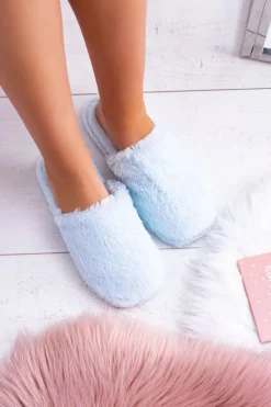 Damskie Papcie Futerkowe Jasno Niebieskie Mimia