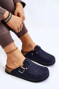 Damskie Papcie Klapki Profilaktyczne Inblu DJ-07-041 Granatowe