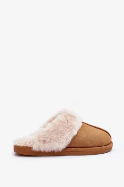 Damskie Papcie Klapki z Futerkiem Camel Pinky