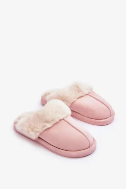 Damskie Papcie Klapki z Futerkiem Różowe Pinky