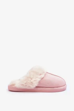 Damskie Papcie Klapki z Futerkiem Różowe Pinky