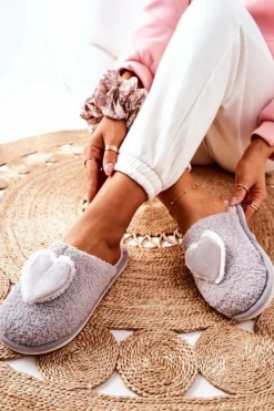 Damskie Papcie Szare Heartbeat