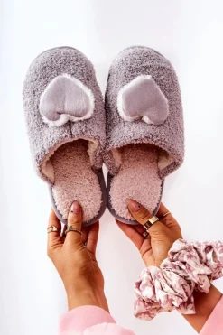 Damskie Papcie Szare Heartbeat