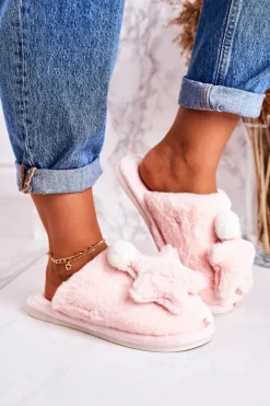 Damskie Papcie Z Futerkiem I Gwiazdką Jasny Róż Night-Night