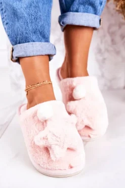 Damskie Papcie Z Futerkiem I Gwiazdką Jasny Róż Night-Night